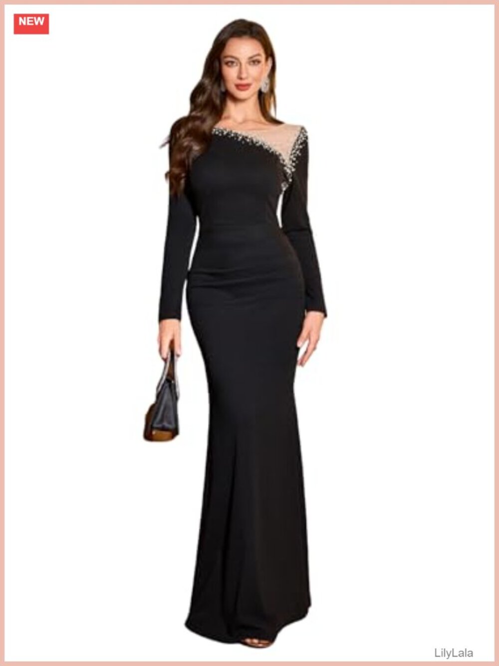 Sparkly Sequin Bodycon Maxi Formal Evening Gown Long Sleeve Slit Dress